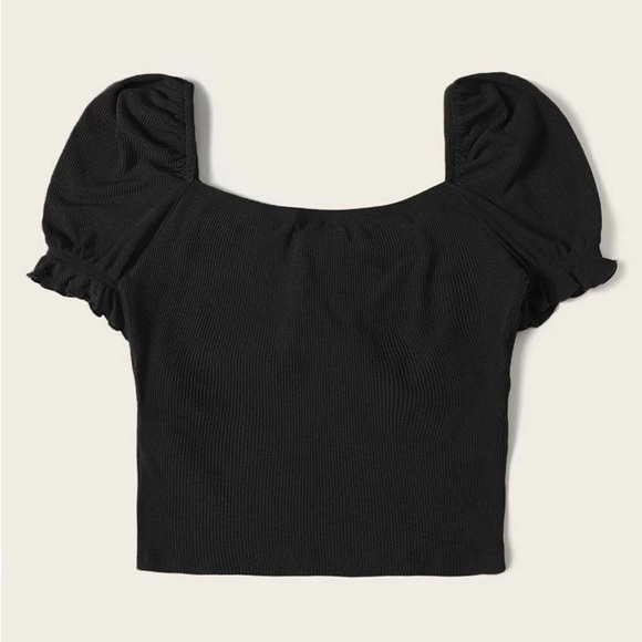 SHEIN Black Milkmaid Women’s Knot Wrap Crop Top Size Small - Picture 9 of 10